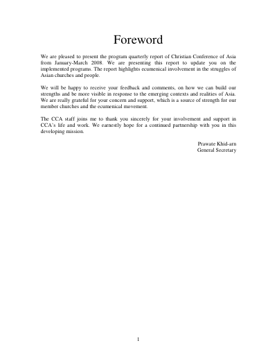 2008 Jan-March Program Report