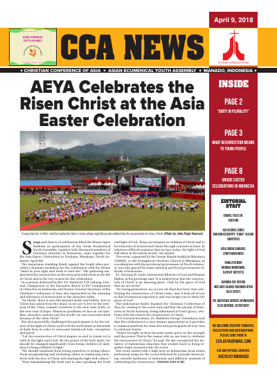 CCA- Asian Ecumenical Youth Assembly Newsletter 9 April 2018