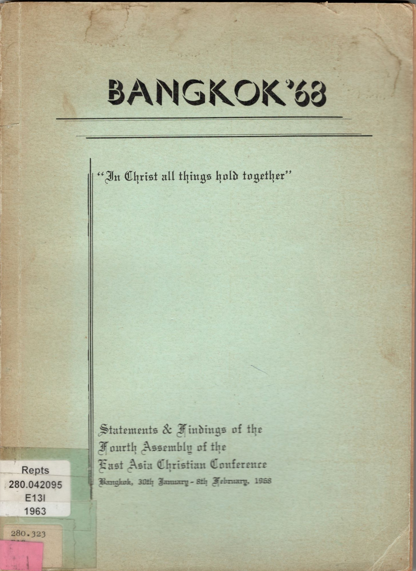 4th Assembly: Bangkok, 1968